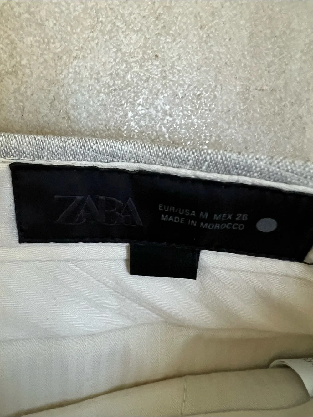 Zara Linen blend Heater Gray and Cream Tailored Trousers